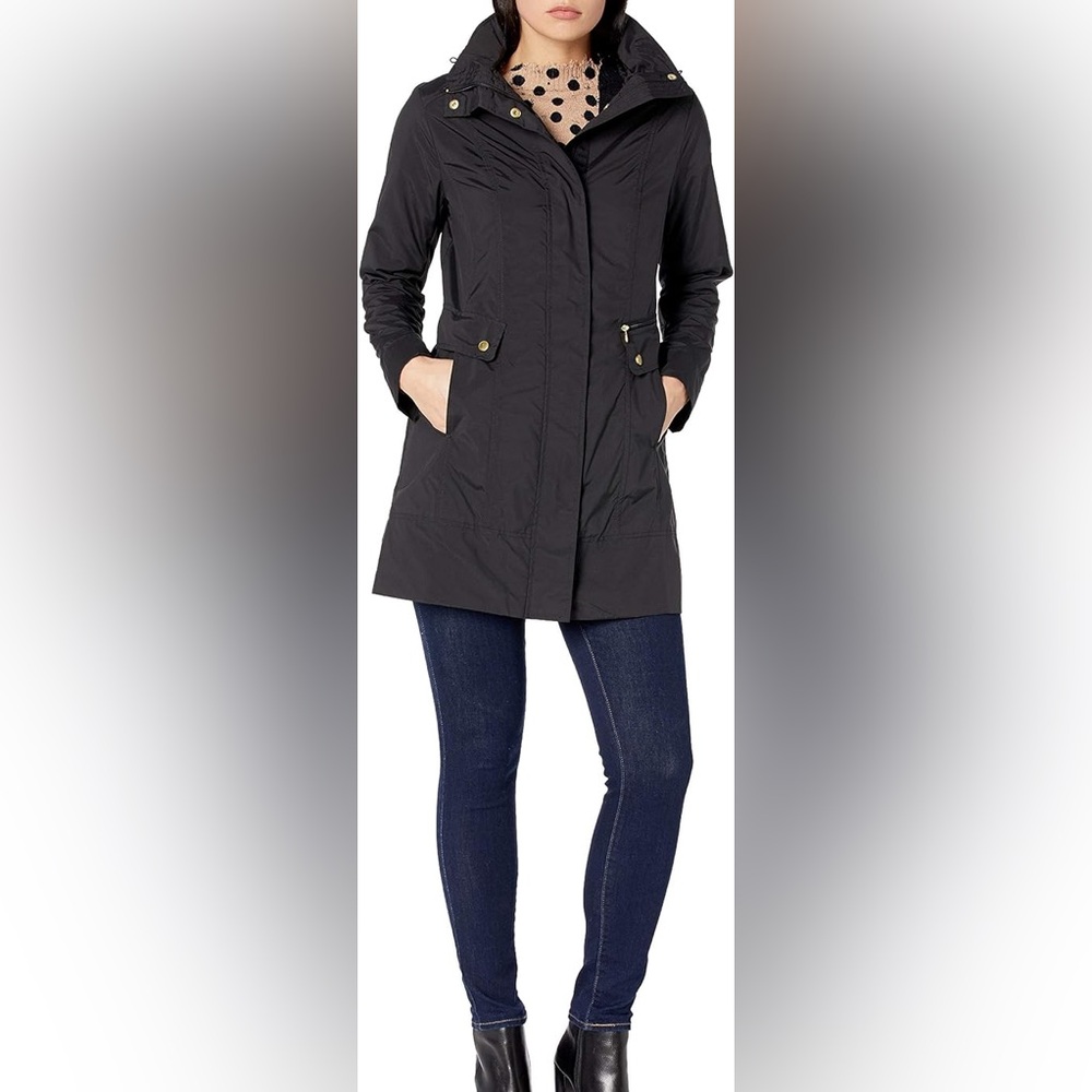 Cole Haan Packable Hooded Rain Jacket Black XL women's